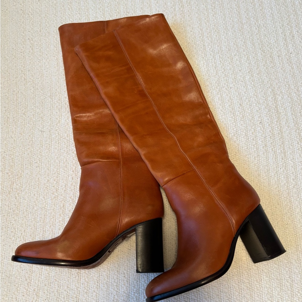 Free People Brown Knee-High Leather Boots